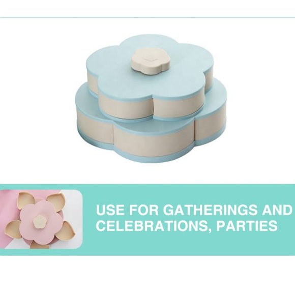 Double Deck Snack Box Flower Shaped Rotating Candy Serving Containers with Phone - Picture 8 of 9